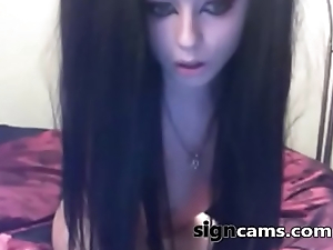 Brunette cute teen  masturbates on webcam
